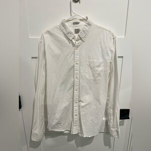 J. Crew White Long-Sleeve Button-Down Shirt